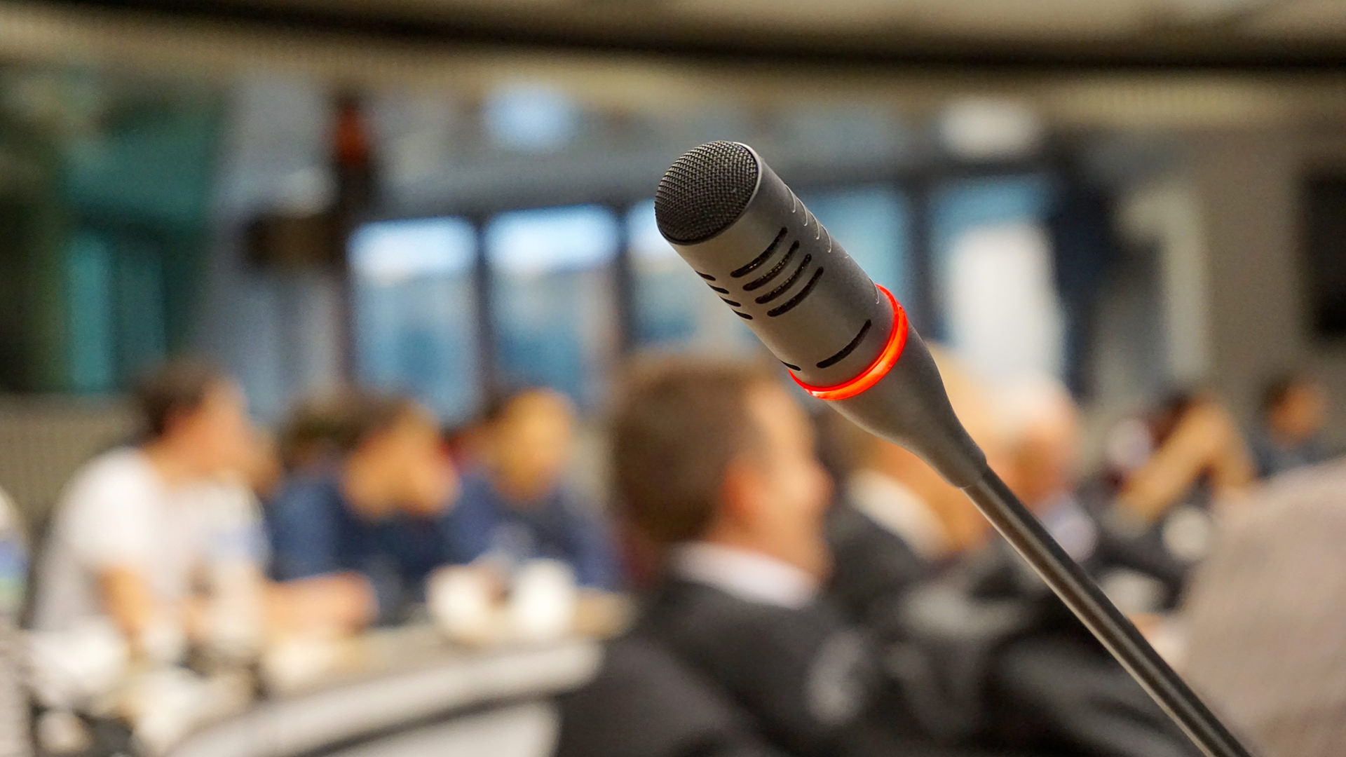 Microphone on stage in meeting room